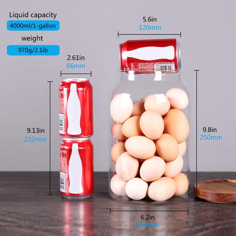 SAIOOL Egg Jar,kitchen canisterï¼Œ 1 Gallon Large Glass Food Storage Jars with Airtight Lid, Clear - Image 4